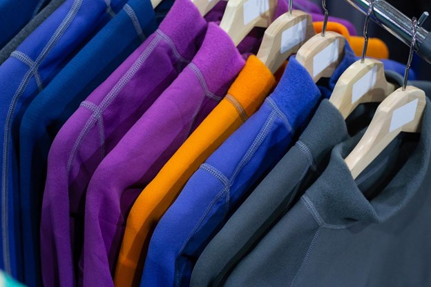 Thermal jumpers hanging on a rack